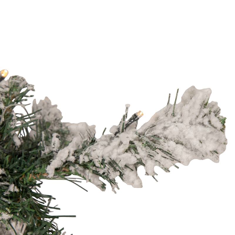 2' Medium Flocked Bristol Pine Artificial Christmas Tree Clear Lights - 2 Foot