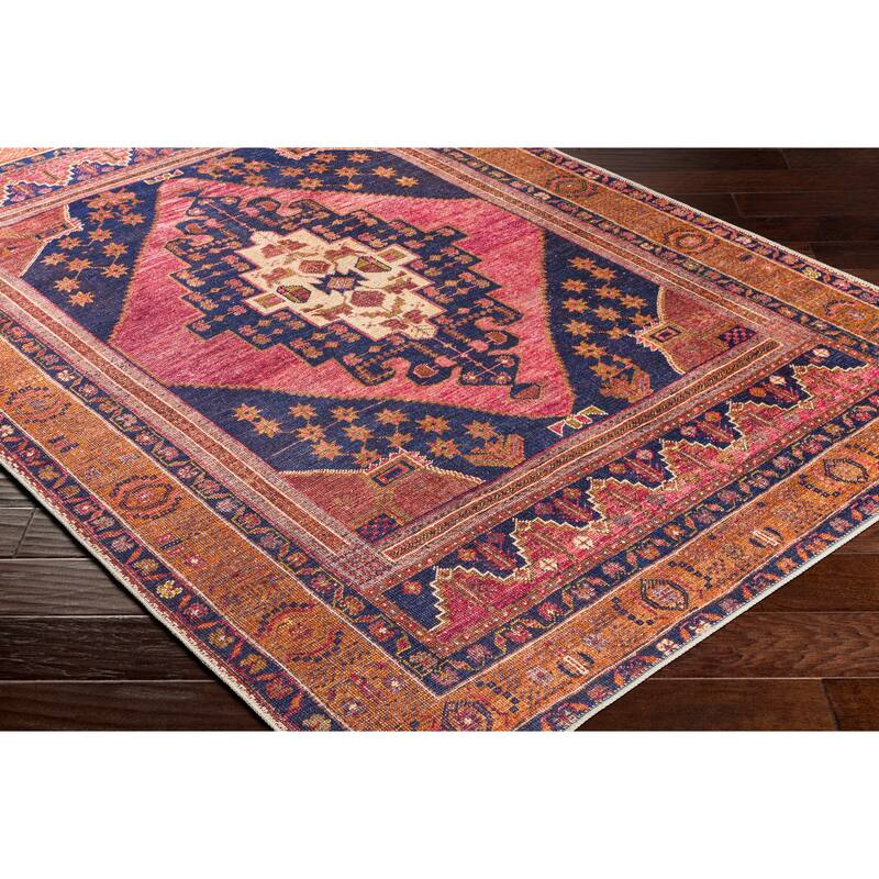 Livabliss Hollister Machine Washable Traditional Diamond Area Rug