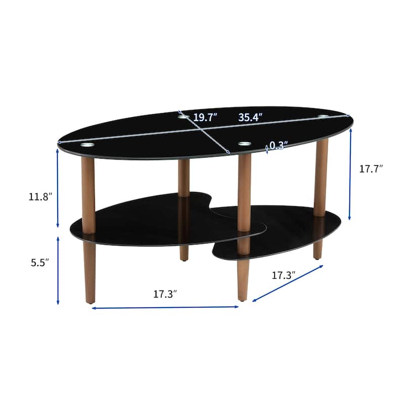 Modern Oval Glass Coffee Table