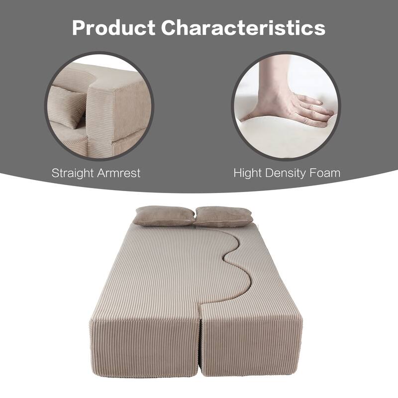2-in-1 Foldable Sofa Bed,75 Inch Folding Boneless Couch Convertible Compressed Sleeper Sofabed