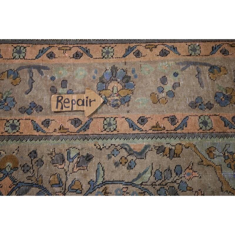 Distressed Tabriz Persian Antique Area Rug Handmade Wool Carpet - 8'0" x 10'9"