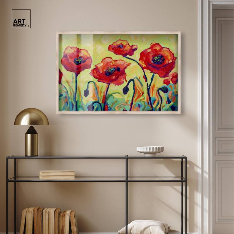 Red Poppy Field II Shadowbox by Art Remedy
