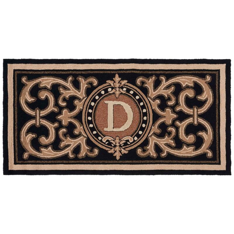 SAFAVIEH Handmade Monogram Bruneta Casual Rug - 3' x 6' Runner - D - Black - Runner