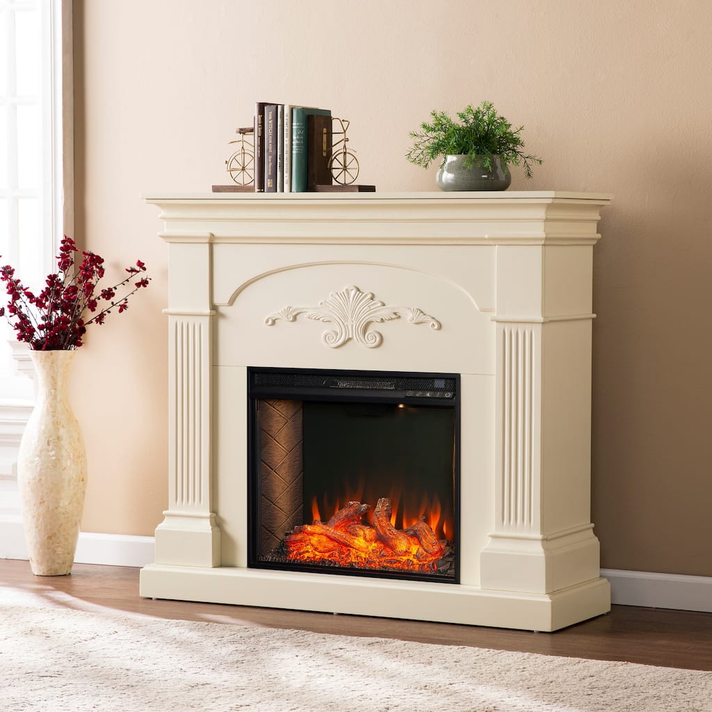SEI Furniture Sicilian Criss-Cross Electric Electric Fireplace - 14"W x 40"D x 45"H