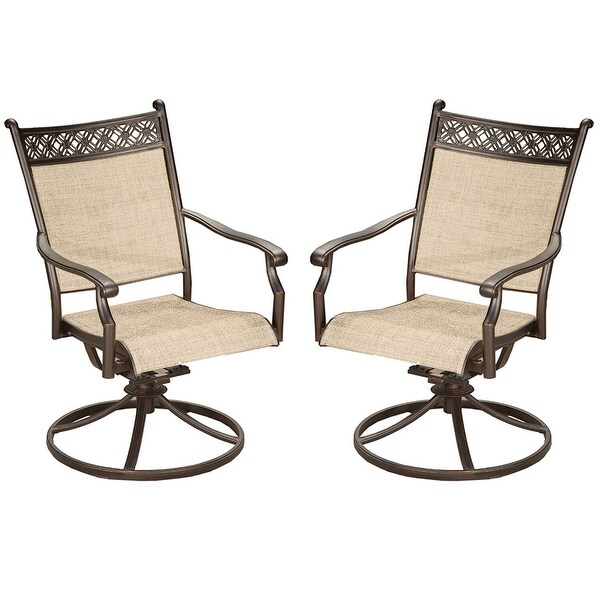 Shop Set of 2 Cream and Brown Aluminum Swivel Rockers ...