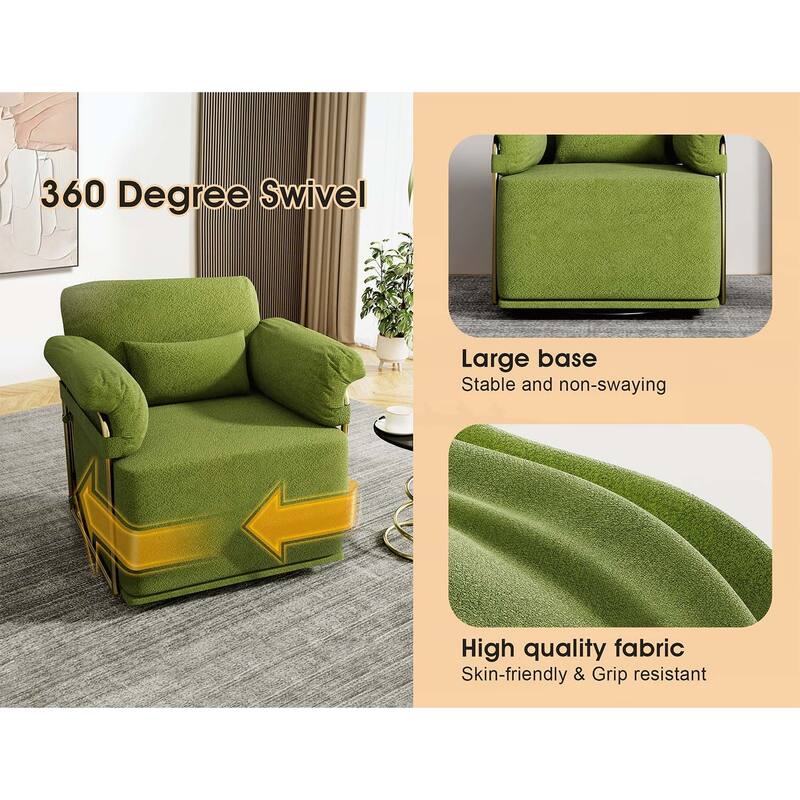 360 Degree Upholstered Armchair with Gold Metal Legs for Comfortable Reading and Relaxation