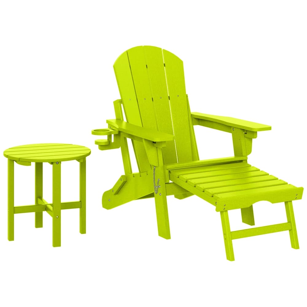Laguna Outdoor Folding Adjustable Adirondack Chair with Hideaway Ottoman & Round Side Table