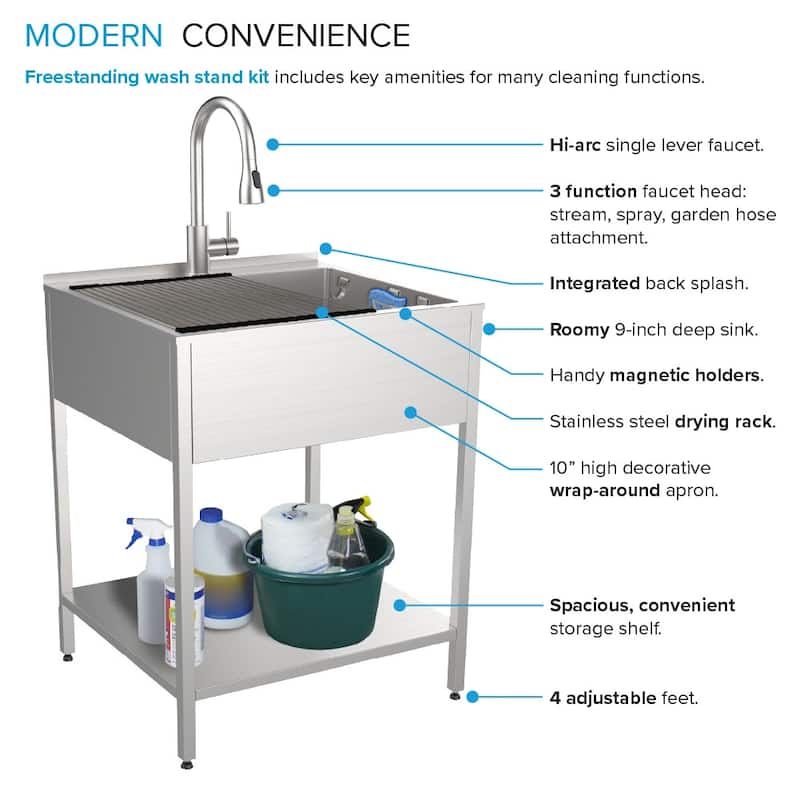 Transolid TRS_K-EWS-2422S Contemporary Laundry Washstand 24" Free