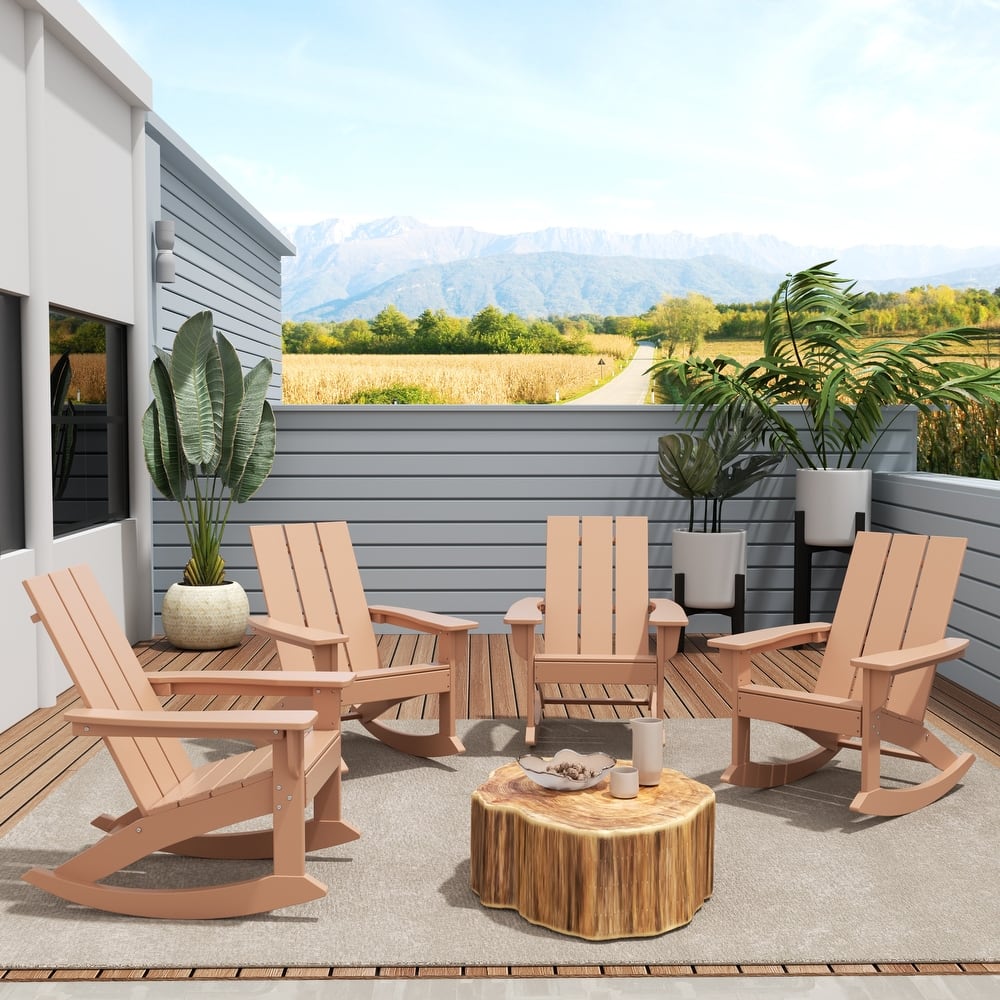 Shoreside Modern Eco-Friendly All Weather Poly Adirondack Rocking Chairs (Set of 4)