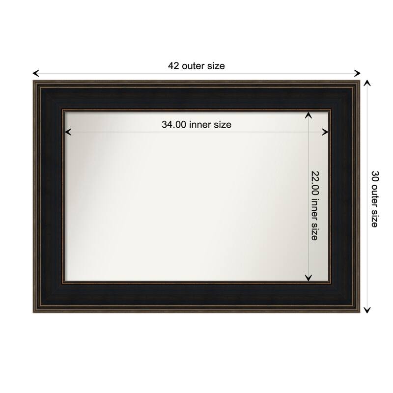 Mezzanine Espresso Framed Non-Beveled Custom Wall Mirror, Bathroom Vanity Mirror - Outer Size: 41.75 x 29.75