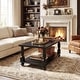 preview thumbnail 12 of 14, Farmhouse Coffee Table with Storage Shelf, French Country Living Room Table