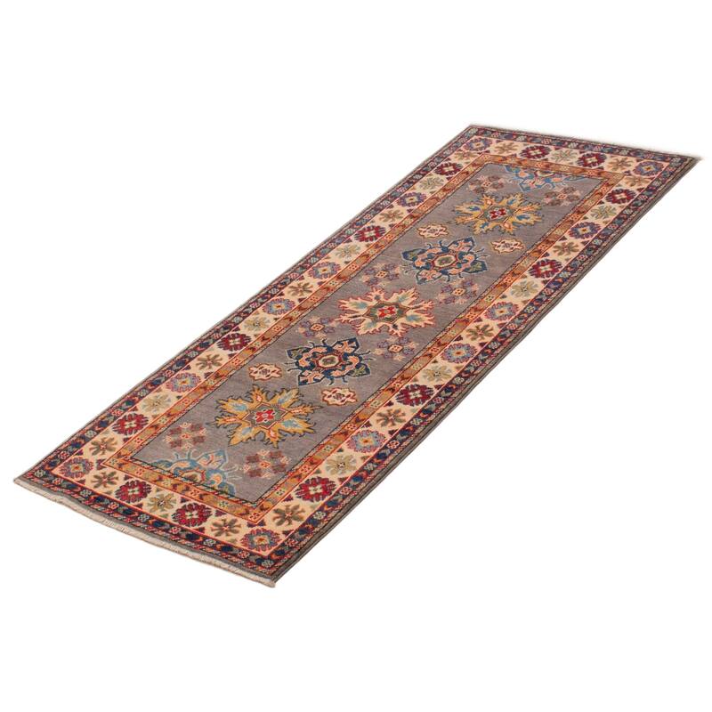ECARPETGALLERY Hand-knotted Uzbek Ghazni Grey Wool Rug - 2'8 x 6'4