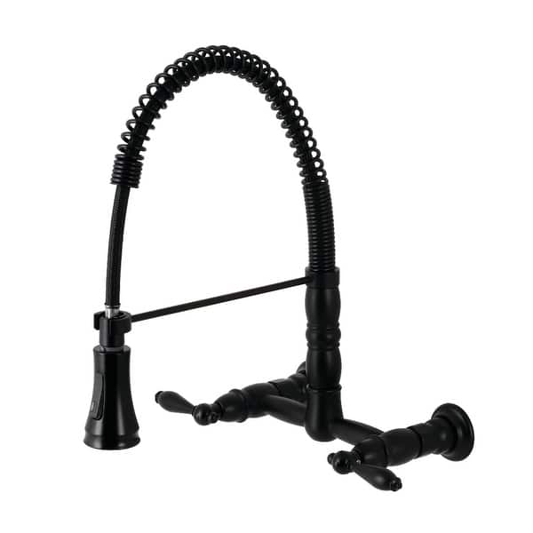 slide 2 of 6, Heritage Two-Handle Wall-Mount Pull-Down Sprayer Kitchen Faucet