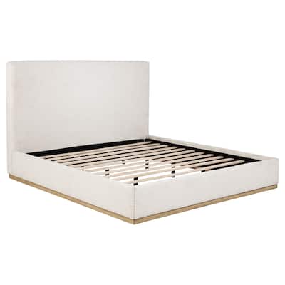 Knox Transitional Boucle Upholstered Panel Bed Cream