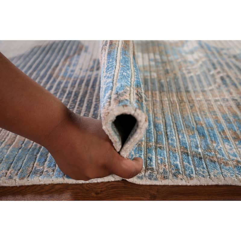 Abstract Oriental Accent Rug Handmade Wool Carpet - 3'0" x 5'1"