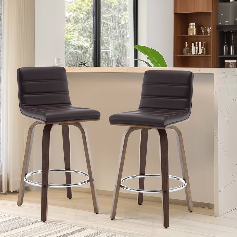 Faux Leather Upholstered Swivel Bar Stools, Counter Stool