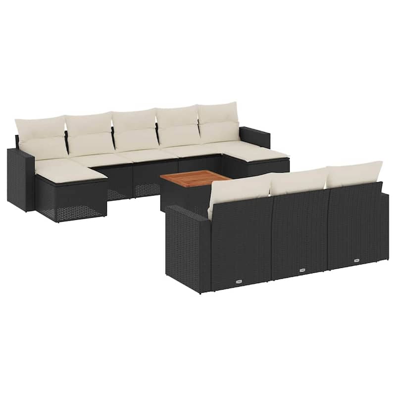 vidaXL Garden Sofa Set Black and Cream - 21.7 x 21.7 x 14.6