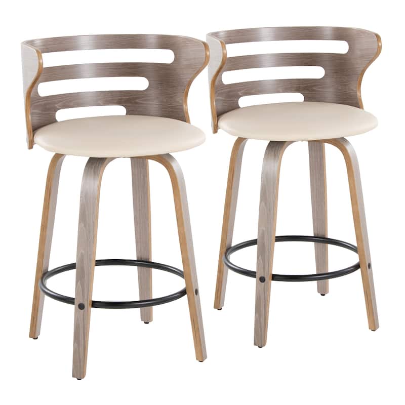 Carson Carrington Cranagh 26" Fixed-Height Counter Stool with Bent Wood Legs (Set of 2)