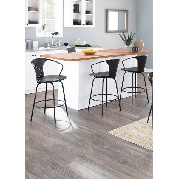 Carbon Loft Ebbighausen Black Metal/ Wood Industrial Counter Stool