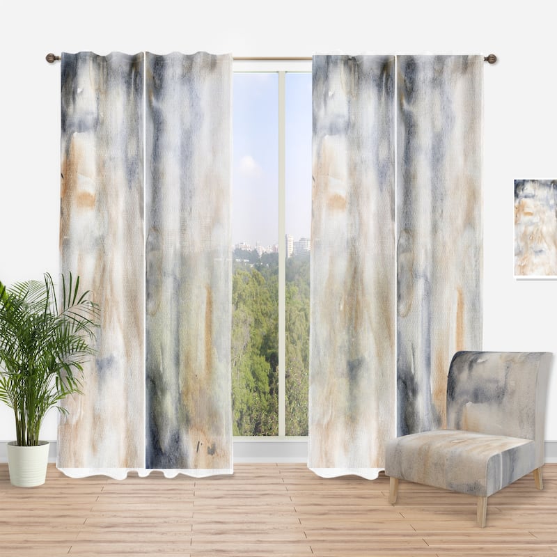 Designart 'Paste; Abstract With Dark Blue and Beige' Modern Curtain Single Panel
