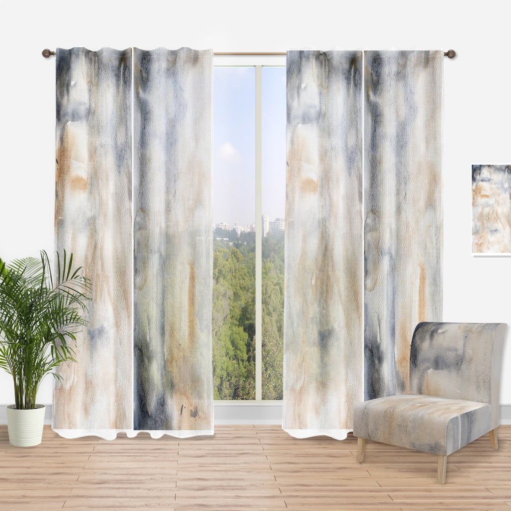 Designart 'Paste; Abstract With Dark Blue and Beige' Modern Curtain Single Panel