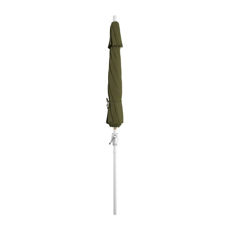 California Umbrella 9' Round Crank Lift Push Button Tilt White Aluminum Patio Umbrella Sunbrella