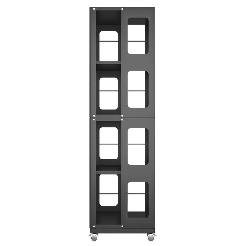 Grey 4-Tier Rotating Bookshelf Heavy Duty Steel Storage Shelf for Home Office Study Room - 16.54" x 16.54" x 54.72"