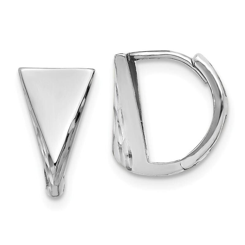 Curata 14k Yellow or White Gold Polished Wide Flat Triangle Snap in Earrings 11.5x7.5mm