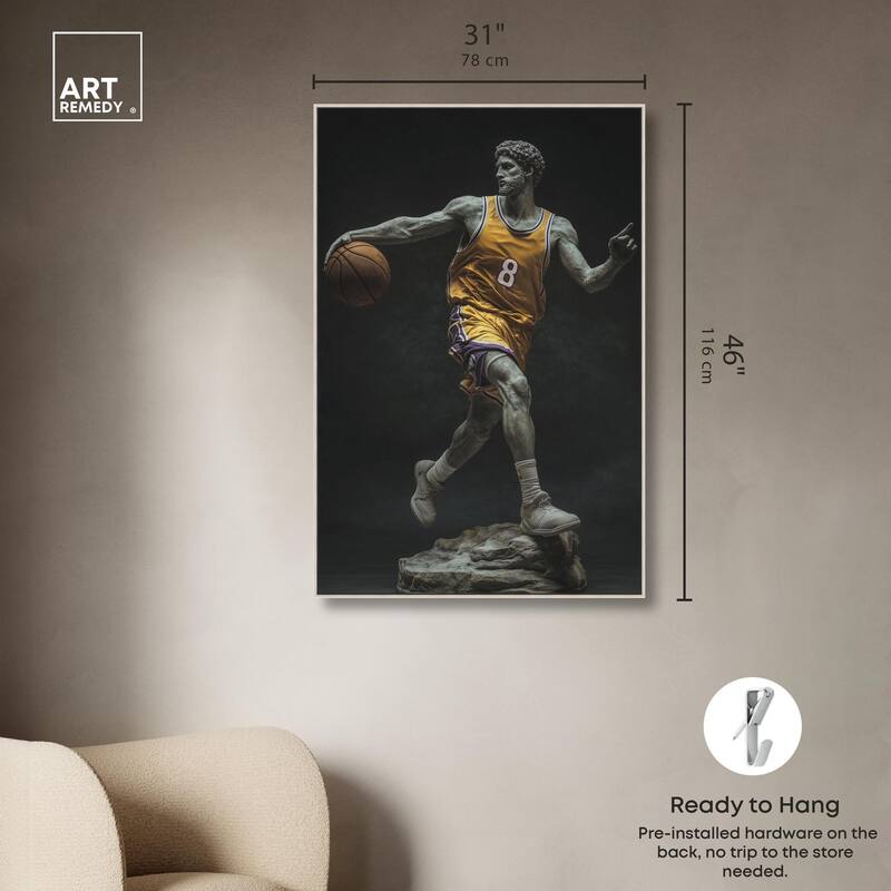 Basketball Yellow Uniform Canvas by Art Remedy