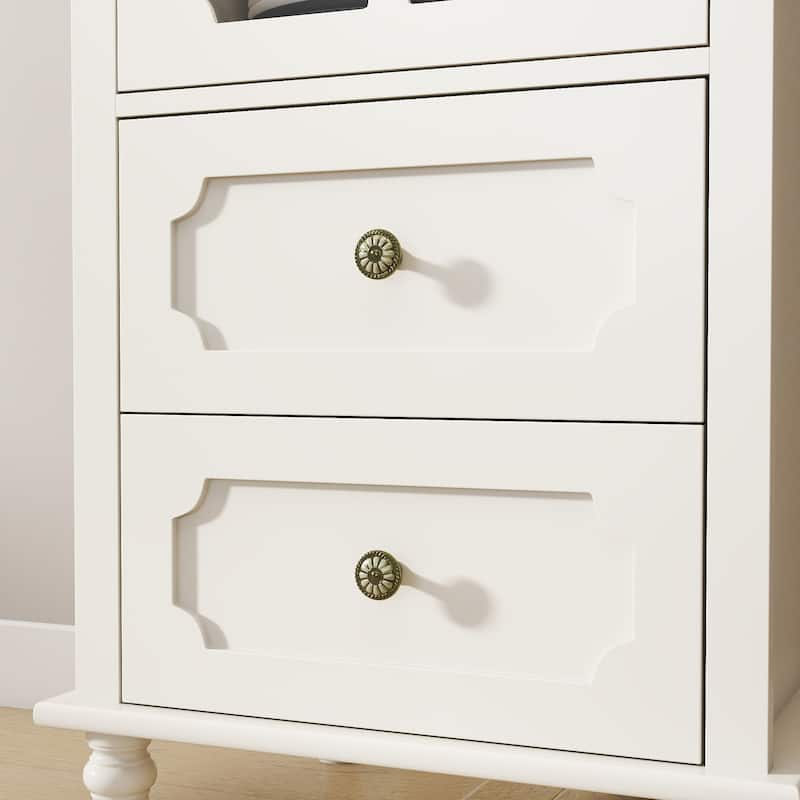Storage Accent Cabinet Sideboard Buffet, Credenza with Glass Doors and Drawer for Dining Room, Entryway and Living Room