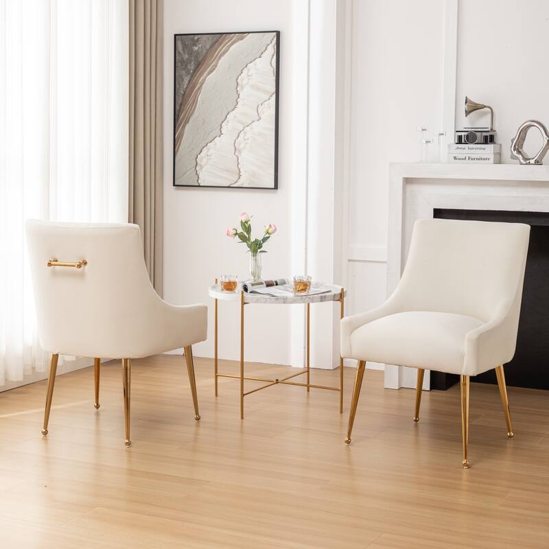 SEYNAR Velvet Upholstered Dining Chair Set of 2, Modern Glam Armless Side Chair