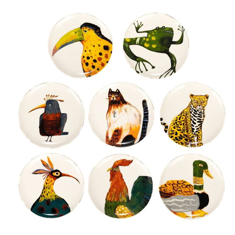 Stoneware Plate Set with Animal Designs - 6.0"L x 6.0"W x 0.6"H