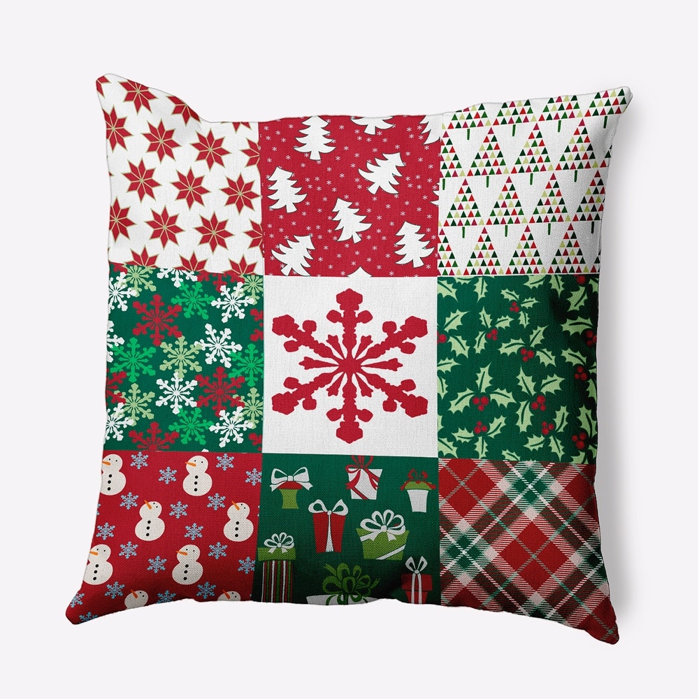 Quilted Christmas Indoor/Outdoor Throw Pillow