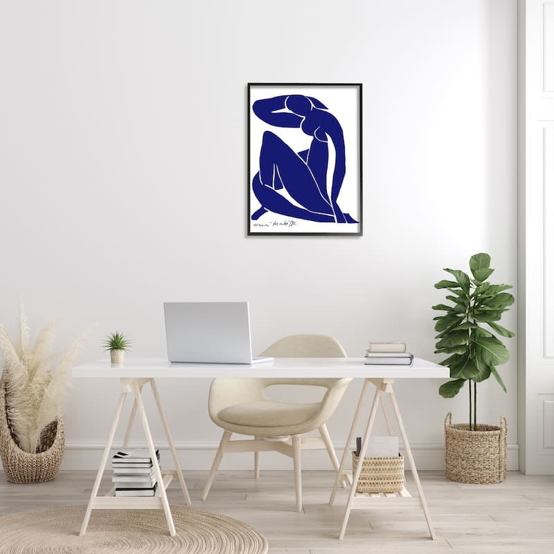 Stupell Minimal Abstract Purple Nude Woman Matisse Artist Framed Wall Art