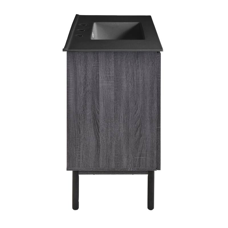 Classe 36 In. Black Oak Bathroom Vanity With Black, 3-Hole Ceramic Sink Top