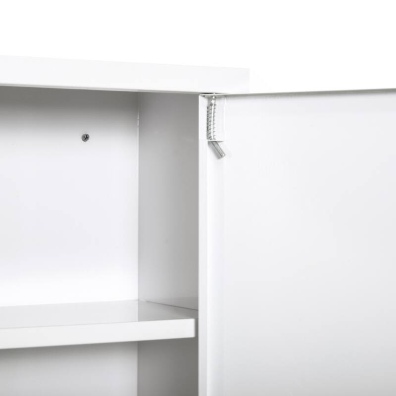 Steel Wall Mount Medicine Cabinet 3 Tier Emergency Box for Bathroom Kitchen, Lockable with 2 Keys, White