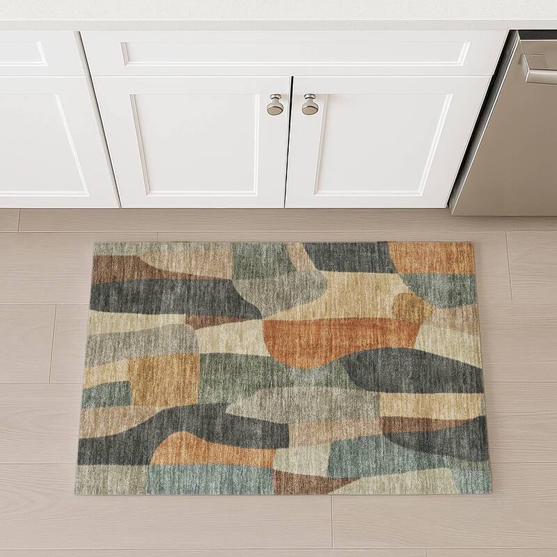 Machine Washable Indoor/ Outdoor Contemporary Layers Chantille Rug