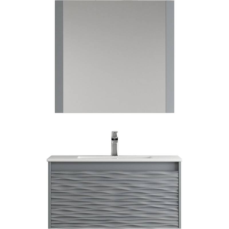 Blossom Floating Bathroom Vanity with Sink & Mirror Metal Grey