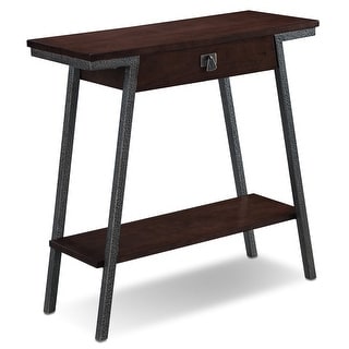 Walnut/Bronze Industrial Console Table with Drawer and Shelf, 30-inch ...