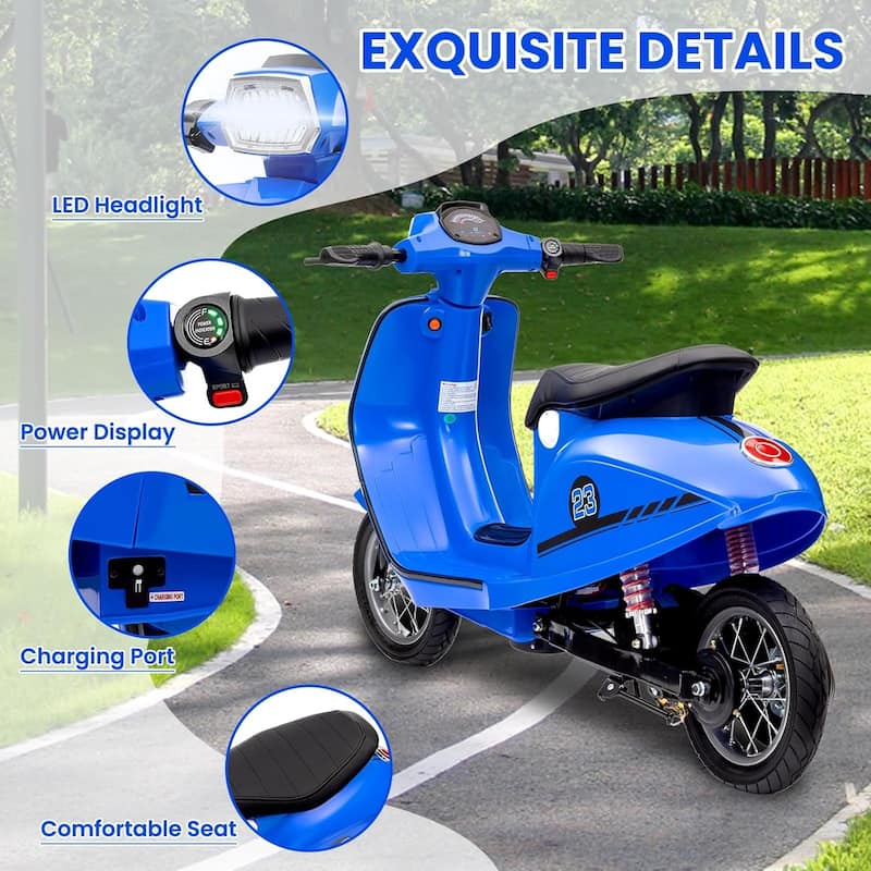 Electric Motorcycle for Big Kids, 24V 350W Kids Ride on Moped
