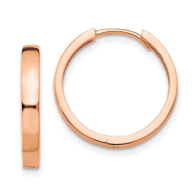 Curata 14k Rose Gold Hinged Hoop Earrings - 15x3mm