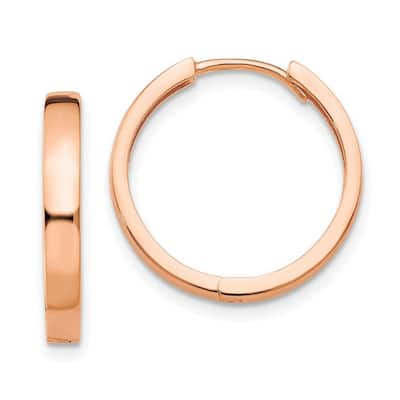 Curata 14k Rose Gold Hinged Hoop Earrings - 15x3mm