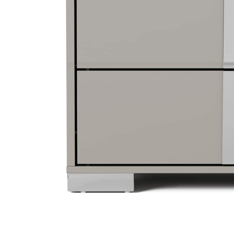 Furniture of America Erina Modern Glossy 2-Piece Panel Bed and Nightstand Set