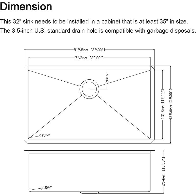 32 Gunmetal Black Undermount Workstation Kitchen Sink-32 x 19 Inch 16 Gauge Stainless Steel Undermount Kitchen Sink