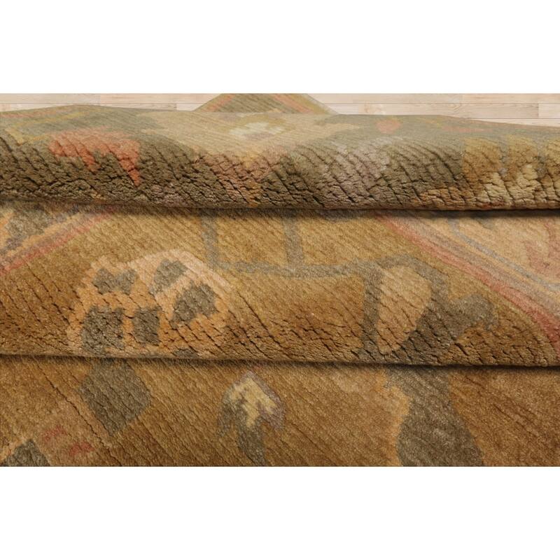 8x10 Hand Knotted Wool Mustard Tibetan Plush Pile 223 Bidjar Wash Rug - 8' x 10'