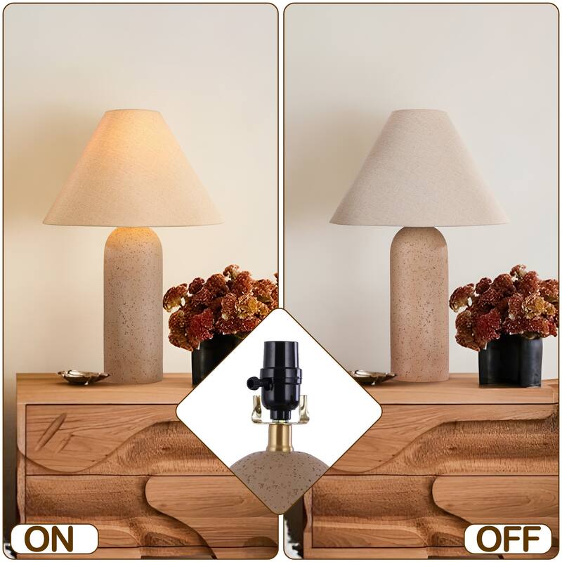 Painted Ceramic Accent Table Lamp with Cone Linen Shade