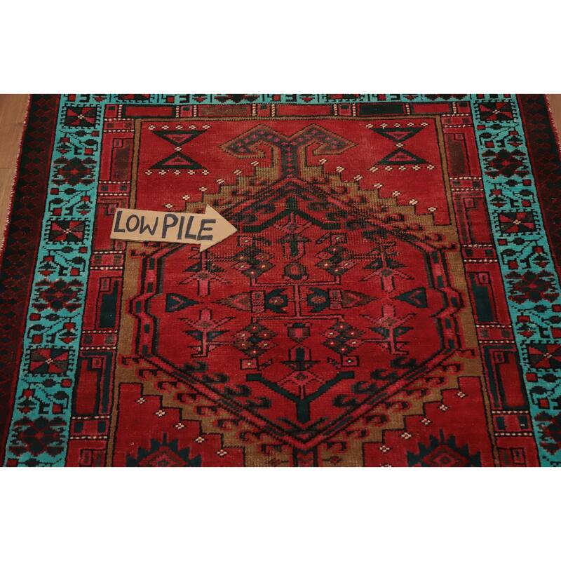 Hand Knotted Oriental 100% Wool Carpet Traditional Geometric Red Ardebil Runner Rug - 10' 6'' X 3' 4''
