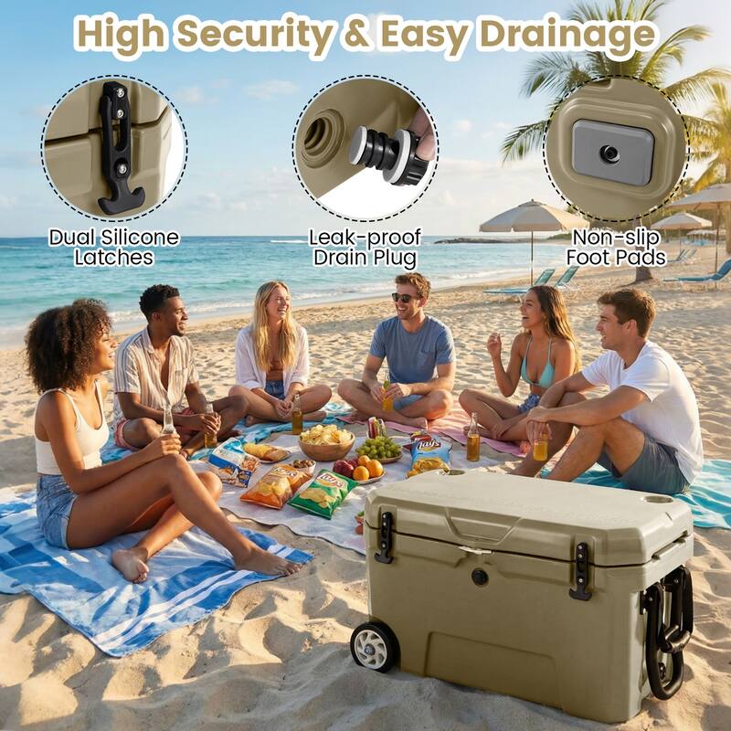 Gymax 52 Quart Portable Hard Cooler w/6-Day Ice Retention Pull Handle