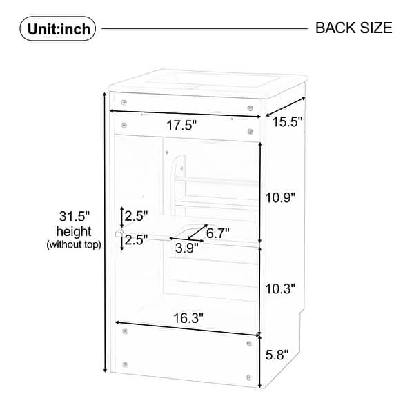 dimension image slide 5 of 6, Christopher Knight Home - Ethan 18" Bathroom Wooden Vanity with Sink and Storage Cabinet