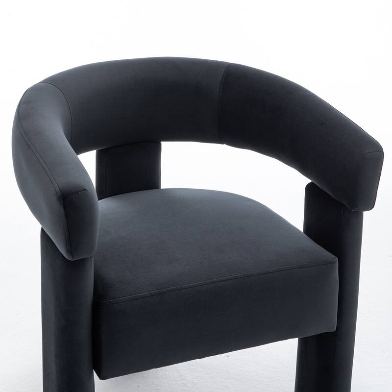 SEYNAR Modern Velvet Accent Chair Set of 2, Upholstered Barrel Armchair with Curved Back and Thickened Padded Seat